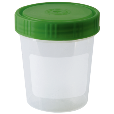 Medimex Urinbecher mit grünem Schraubdeckel, 100 ml