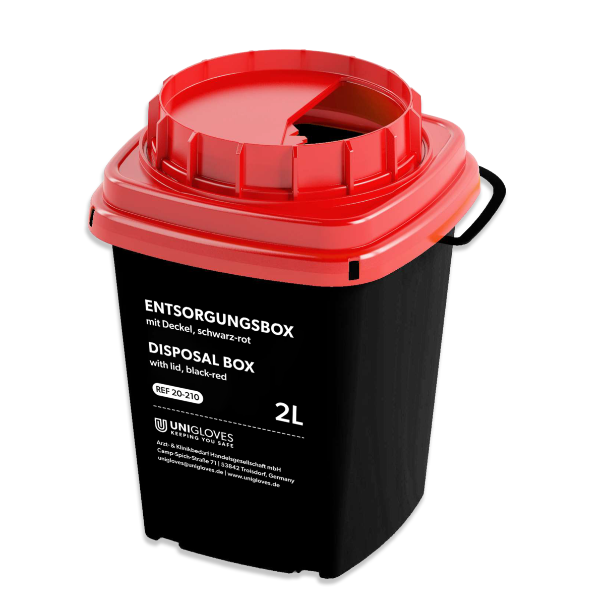 Unigloves® Entsorgungsbox mit Deckel  2 Liter