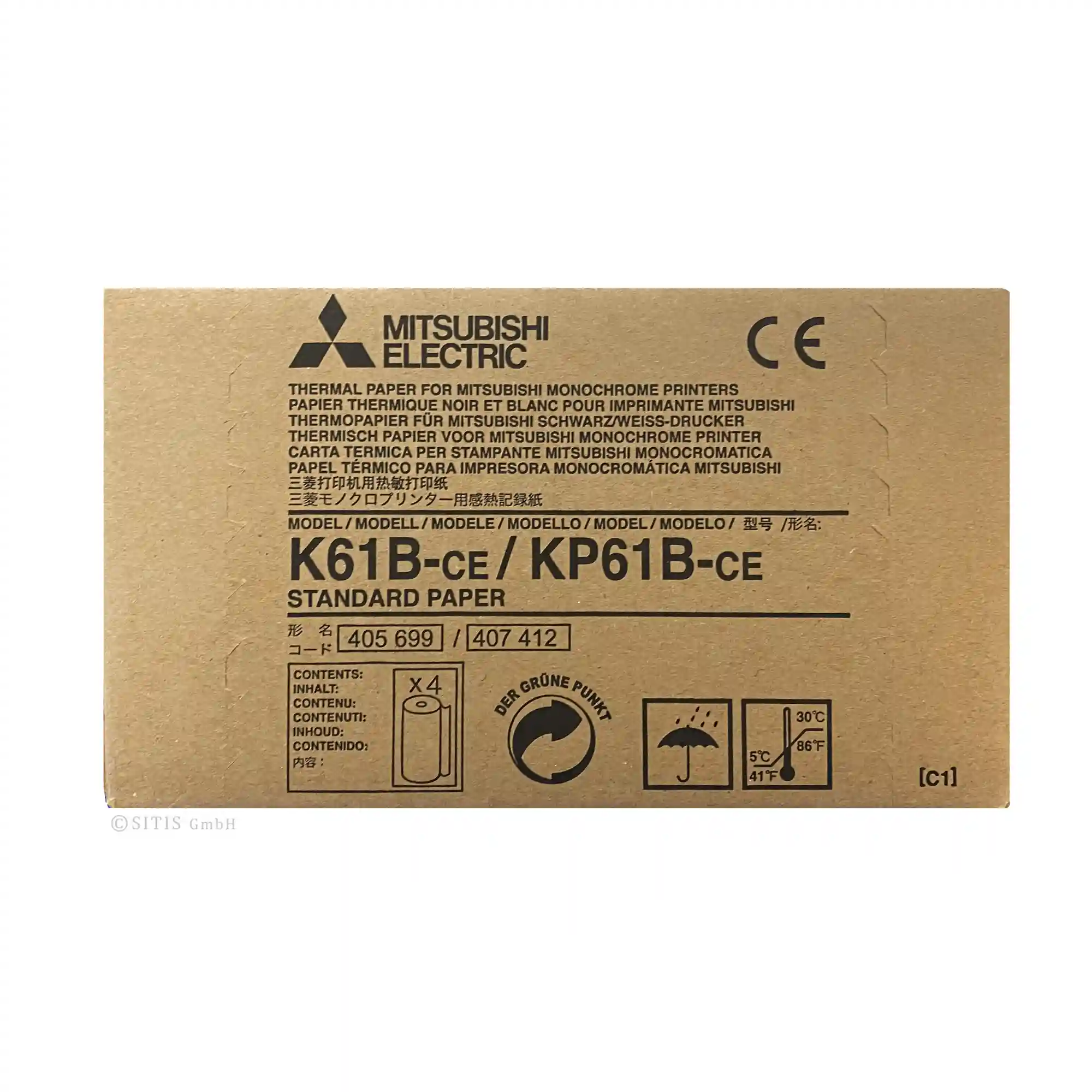 Mitsubishi Videoprinterpapier K61B / KP61B, 4 Rollen