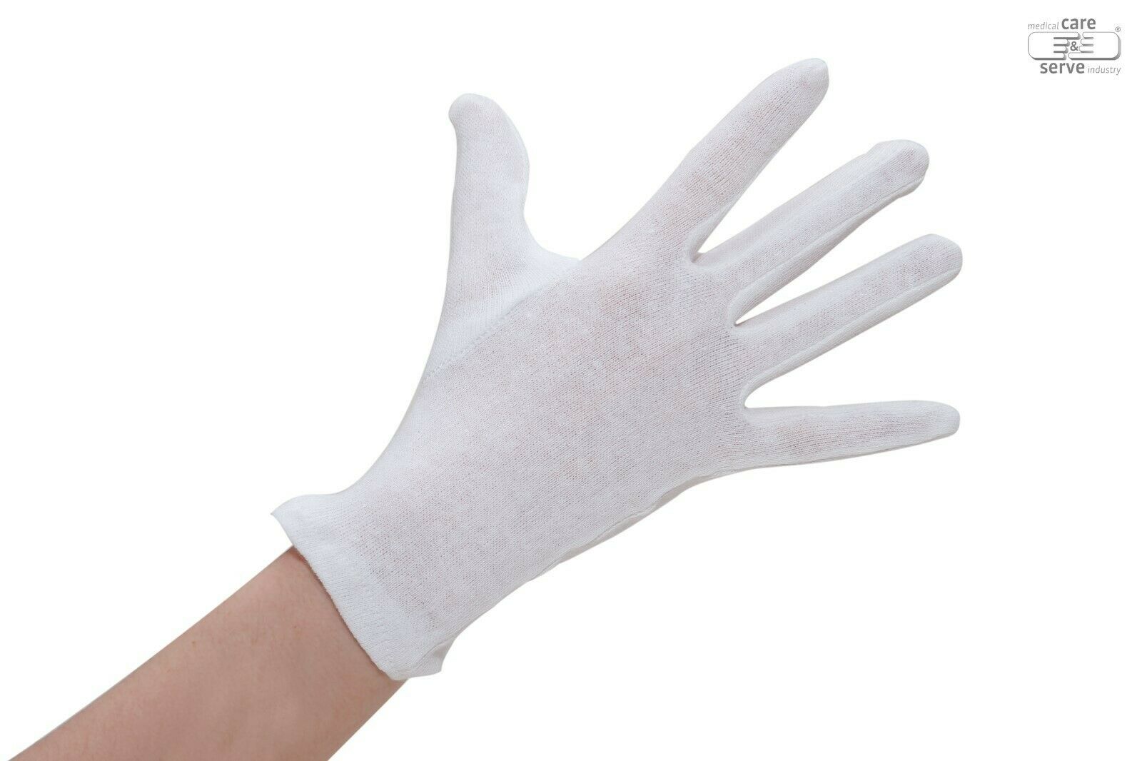 Baumwoll-Trikot-Handschuhe weiß, 12 Paar